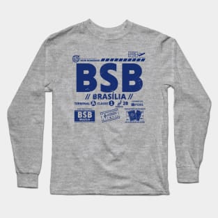 Vintage Brasilia BSB Airport Code Travel Day Retro Travel Tag Long Sleeve T-Shirt